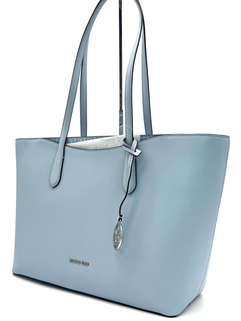 Michael Kors Arden Large Leather Tote Bag Pale Ocean Blue
